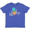 thumbnail image 3 of Inktastic Aloha- in cursive with pineapple rainbow colors Youth T-Shirt, 3 of 5