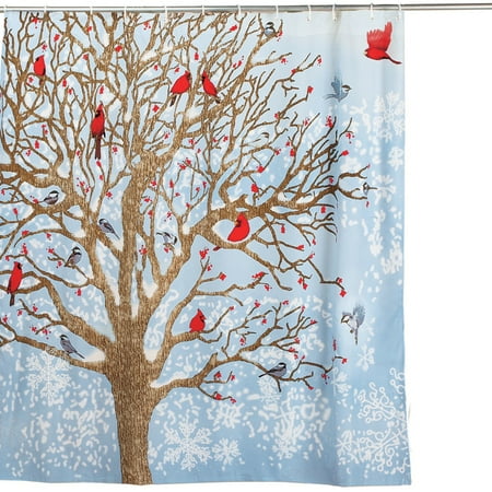 Winter Birds Scene Christmas Shower Curtain Walmart Com
