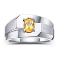 thumbnail image 1 of RYLOS Men's Rings Sterling Silver Ring Classic Solitaire 7X5MM Oval Shape Gemstone Designer Band Citrine November Birthstone Rings For Men Size 13, 1 of 5