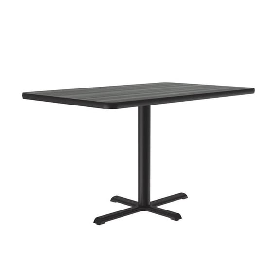 Correll SCT3042-52-98-52 30 x 42 in. Cross Base High Pressure Laminate Cafe & Breakroom Table with Stamped Steel Base - England Driftwood - Rectangle