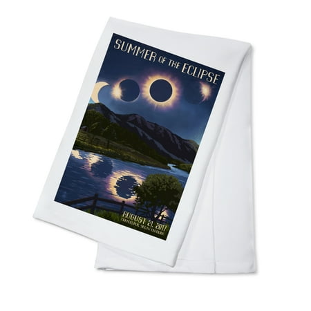Kitchen Themes 2017 Charleston, South Carolina - Solar Eclipse 2017 - Summer of the Eclipse - Lantern Press Artwork (100% Cotton Kitchen Towel) ()