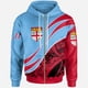 thumbnail image 4 of Sudadera con capucha y cremallera con gráfico de la bandera de Fiji para hombres y mujeres, sudaderas con emblema nacional con estampado 3D, suéter holgado de manga larga con cremallera para niños de, 4 of 4