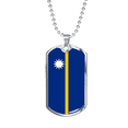 thumbnail image 1 of Collier Drapeau Nauru en Acier Inoxydable Ou 18k or Chien Tag 24" Chaîne, 1 of 8