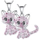 thumbnail image 3 of Cadenas con Dijies de Animales, MXAKA-002, 2Pzas, Gato/Circonia, Plata/Rosa, Metal, Cadena y Dije, 3 of 3