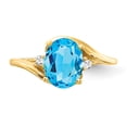 thumbnail image 5 of Primal Gold 14 Karat Yellow Gold 8x6mm Oval Blue Topaz and A Diamond Ring, 5 of 7