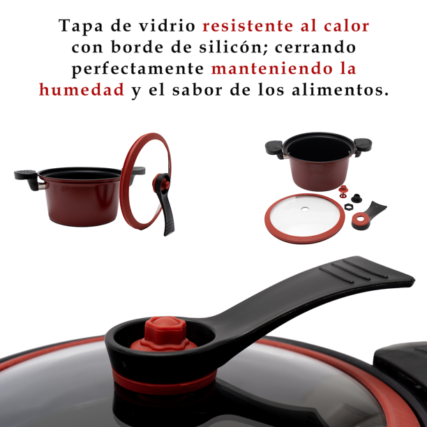Olla Hierro Fundido 4.4L Naranja - Tapa Sartén Para Inducción/BBQ