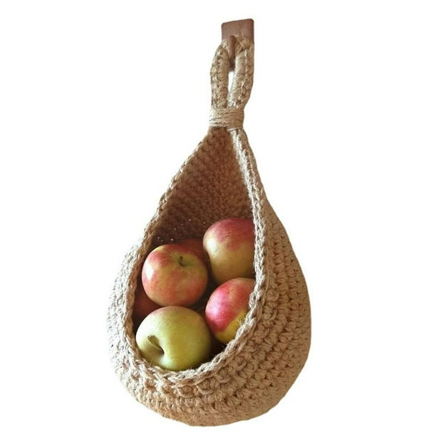 Cesta colgante BuyWeek para frutas y verduras de yute tejida a mano