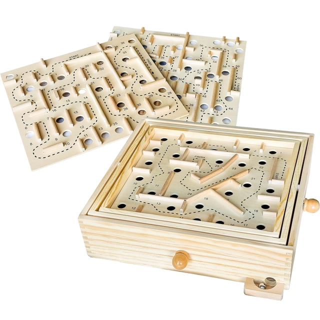 Maze Game Sterling Games, laberinto de madera con 3 tablas para niños a partir de 6 años