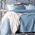 thumbnail image 3 of KASENTEX Quilt Mini Set-Stone Washed-Super Soft Bedspread-Light Weight-White Down Alternative Microfiber Fill-Machine Washable-Solid Colors, 2 King Shams, Blue, King + 2 King, 3 of 5