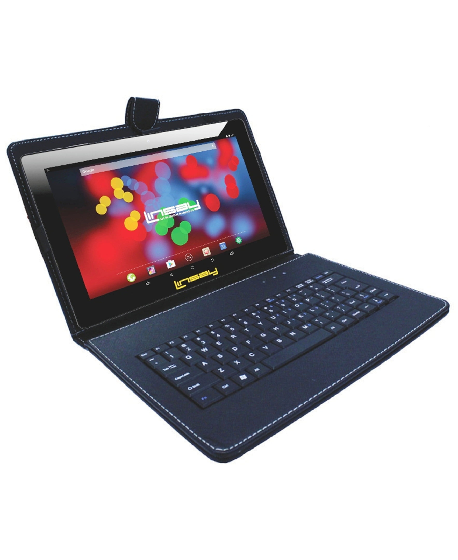 LINSAY 10.1" 1280x800 IPS 2GB RAM 32GB Storage Android 12 Tablet with keyboard Black Leather Keyboard