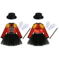 thumbnail image 6 of Zaldita Kids Girls Circus Ringmaster Costume Sequin Tassel Dress Halloween Dance Leotard with Skirt Red 12, 6 of 7