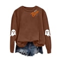 thumbnail image 5 of Dmsael Halloween Shirts for Women Long Sleeve Crewneck Casual Dressy Tops Funny Graphic Halloween Fall Fashion Outfits(Brown,M), 5 of 5