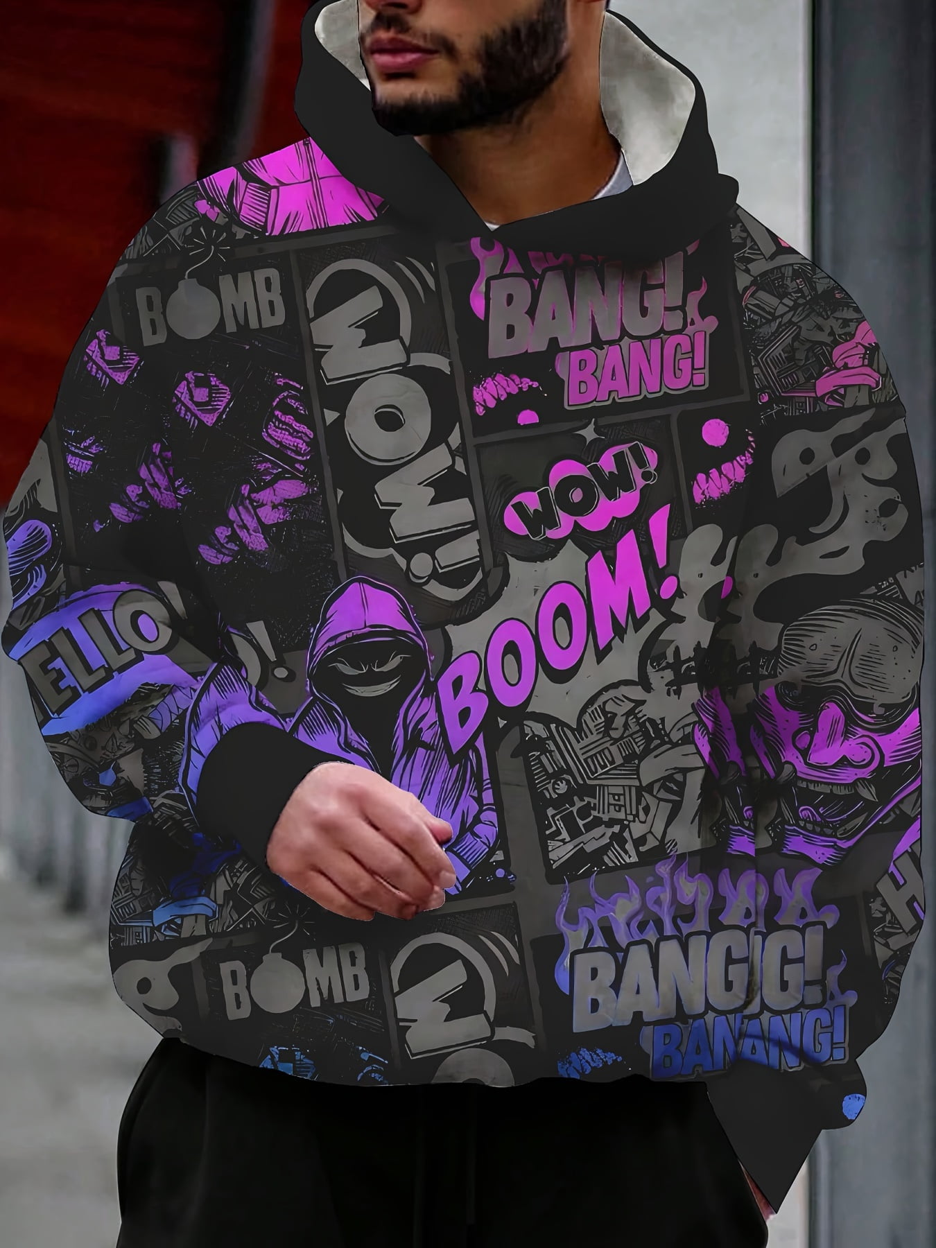 Sudadera Capucha Poliéster Sudadera Con Capucha Vikinga 3D - Unisex Talla X-Large Sudadera Estampado Vikingo
