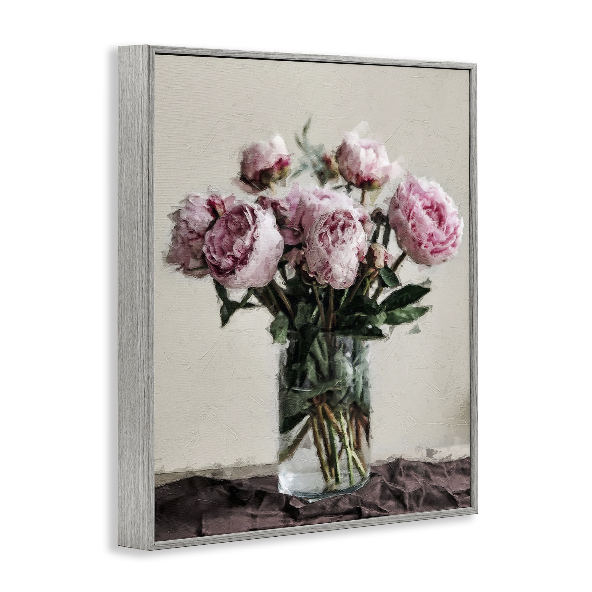 Stupell Industries Jar Of Roses Botanical & Floral Painting Gray Framed Art Print Wall Art, 16 x 20