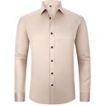 thumbnail image 4 of XDZJLR Mens Shirts Dress Solid Long Sleeve Stretch formal Business Button Down Tops, 4 of 4