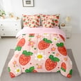 thumbnail image 2 of Castle Fairy Kawaii Red Strawberry 7-Piece Twin Bedding Sets for Teens Girls Women,Cute Flower Bedding Comforter Set,Polka Dots Breathable Sheet Sets,Lightweight Room Decor, 2 of 8