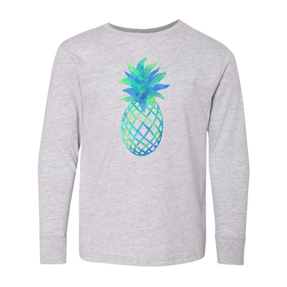 Inktastic Blue and Green Pineapple Long Sleeve Youth T-Shirt