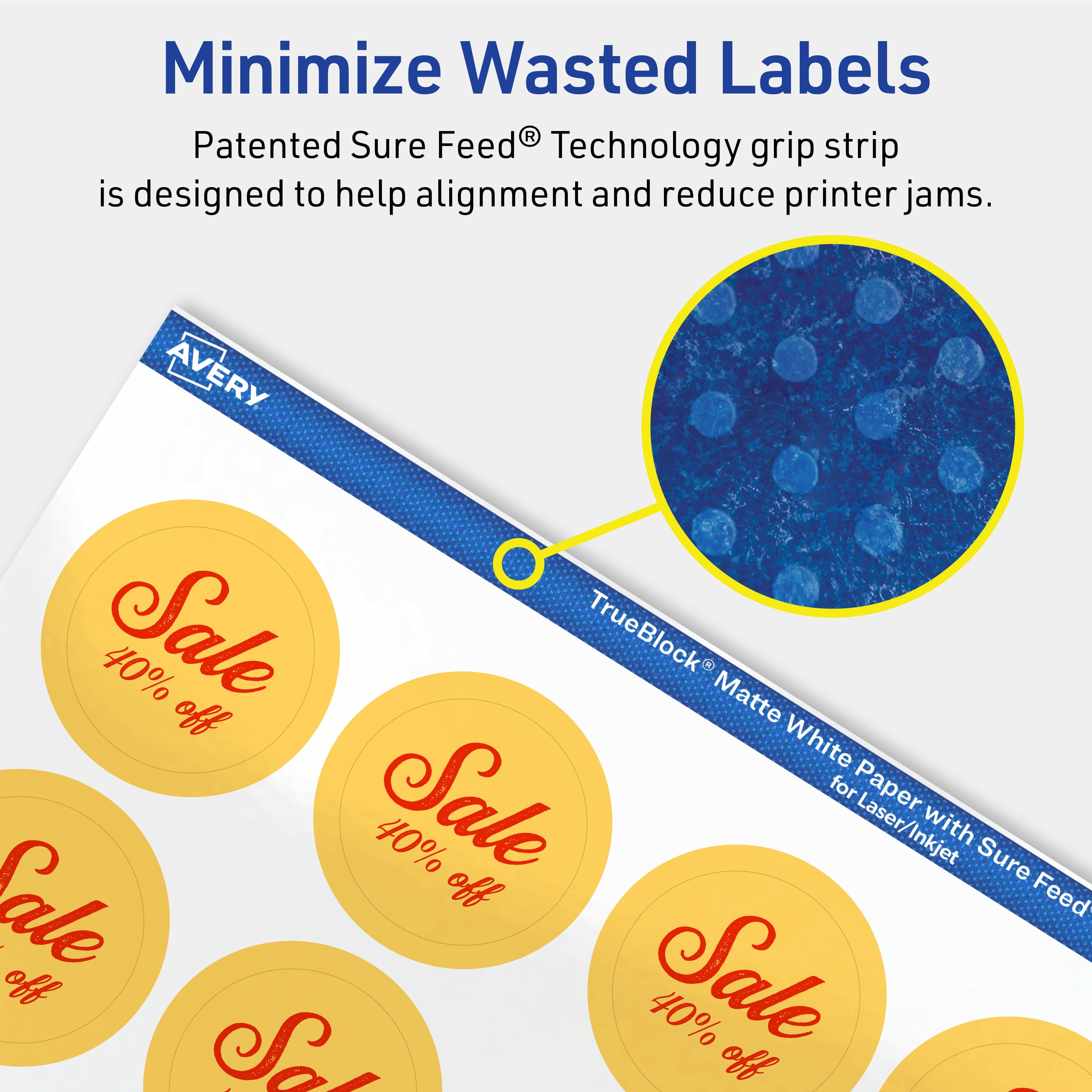 Avery TrueBlock Round Labels, 1.25" Diameter, 750ct