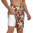 thumbnail image 3 of Goofa Rose Flowers Printed Men's Swim Trunks Board Shorts Quick Dry Mens Swimming Trunks with Compression Liner,Breathable Fit Hawaii Beach Shorts-3X-Large, 3 of 9