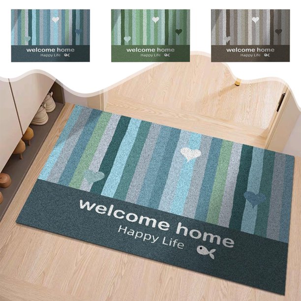 Alfombra Puerta de Entrada Poliéster Azul Alfombrilla Absorbente de Baño Antideslizante Fácil Cuidado 60cm x 40cm Decoración de Interiores Alfombrilla de Puerta de Inodoro