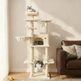 thumbnail image 2 of Gymax 63'' Large Cat Tree for Indoor Cats w/Plush Top Perch Condo Hammock Basket Bed Beige, 2 of 10