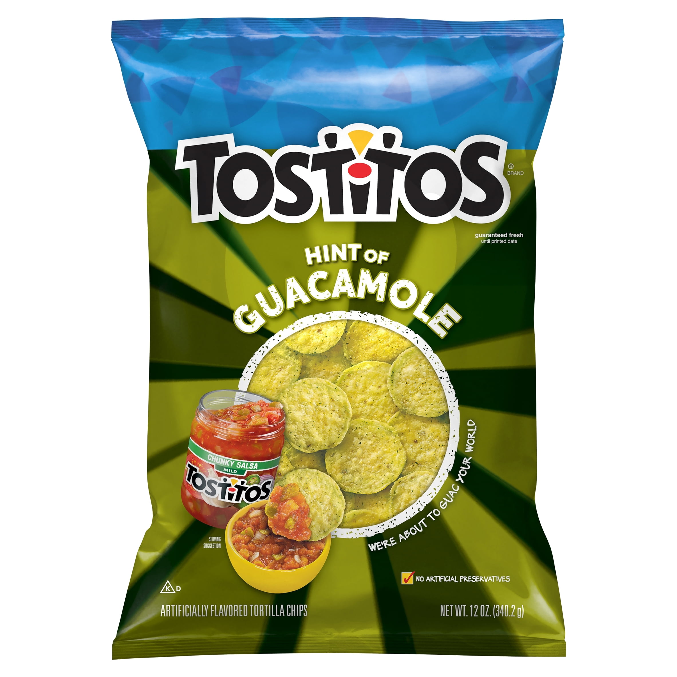 Tostitos Hint Of Guacamole Flavored Bite Size Rounds Tortilla Chips 12 Oz Bag