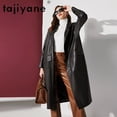 thumbnail image 2 of Gabardina de piel de oveja de capa superior de moda retro Tajiyane para mujer, chaqueta cortavientos larga auténtica para otoño e invierno 2024, 2 of 5