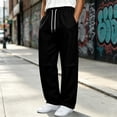 thumbnail image 3 of Iyufng Mens Knee Pleated Loose Wide Leg Casual Track Pants Drawstring Elastic Waist with Side Pockets, 3 of 9