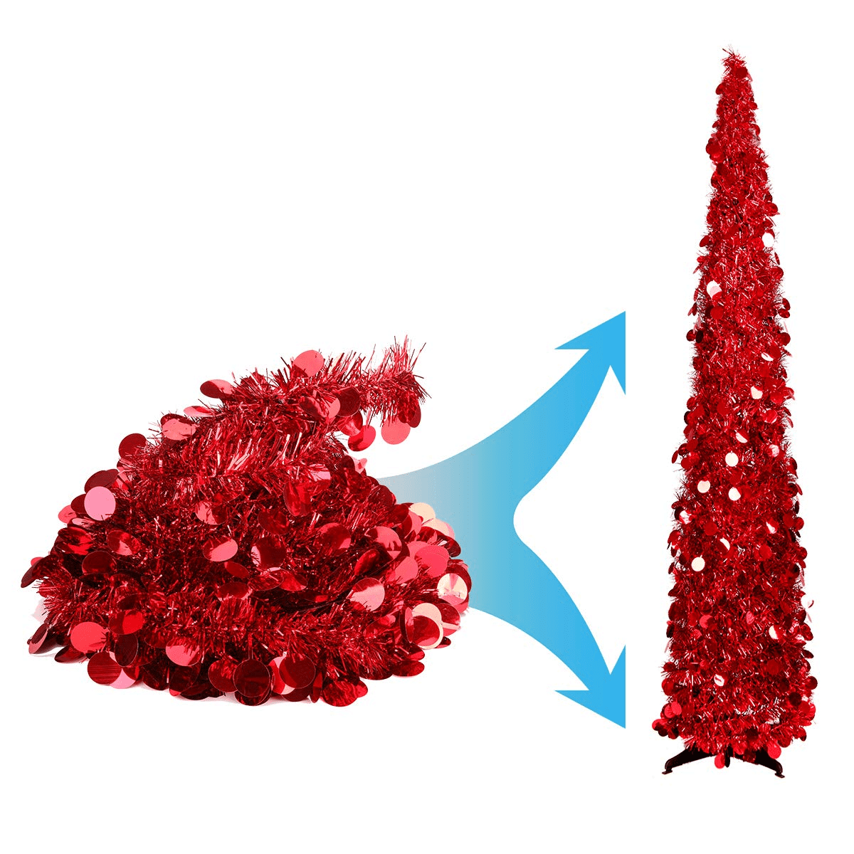 5 Feet Red Sequin Pop Up Tinsel Christmas Tree, Easy to Assemble and Store,  for Small Spaces Apartment Fireplace Party Home Office Store Xmas  Decorations - Walmart.com