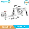 thumbnail image 2 of AmGood Commercial Sink Faucet with Swivel Spout 8" | 8" Center | Wall Mount | NSF, 2 of 4