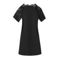 thumbnail image 4 of SMihono Robe Bohème d'Été pour Femmes Grande Taille Femmes Décontractée Imprimée Col Rond Dentelle Bouton Manches Courtes Robe, 4 of 4