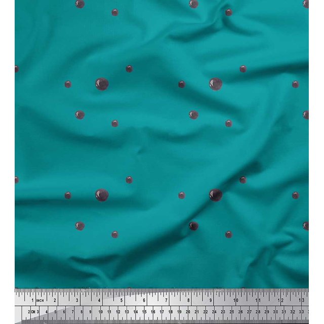 Soimoi Green Poly Georgette Fabric Brush Stroke & Dots Abstract Fabric Prints By Yard 52 Inch Wide