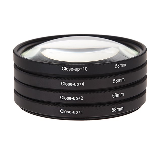 Filtro 58MM Macro Close Up Lens Kit +1 +2 +4 +10 para Canon EOS 650D 600D 18