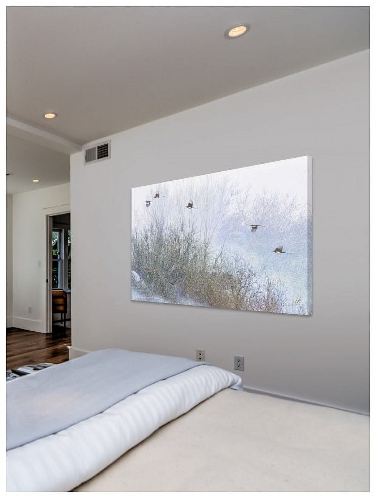 Marmont Hill - "Gray Trees Magpies" by Chris Vest Painting Print on Wrapped Canvas