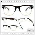 thumbnail image 2 of SA106 Mens Hipster Half Horn Rim Clear Lens Geek Fashion Eyeglasses Tortoise Gold - Clear, 2 of 8