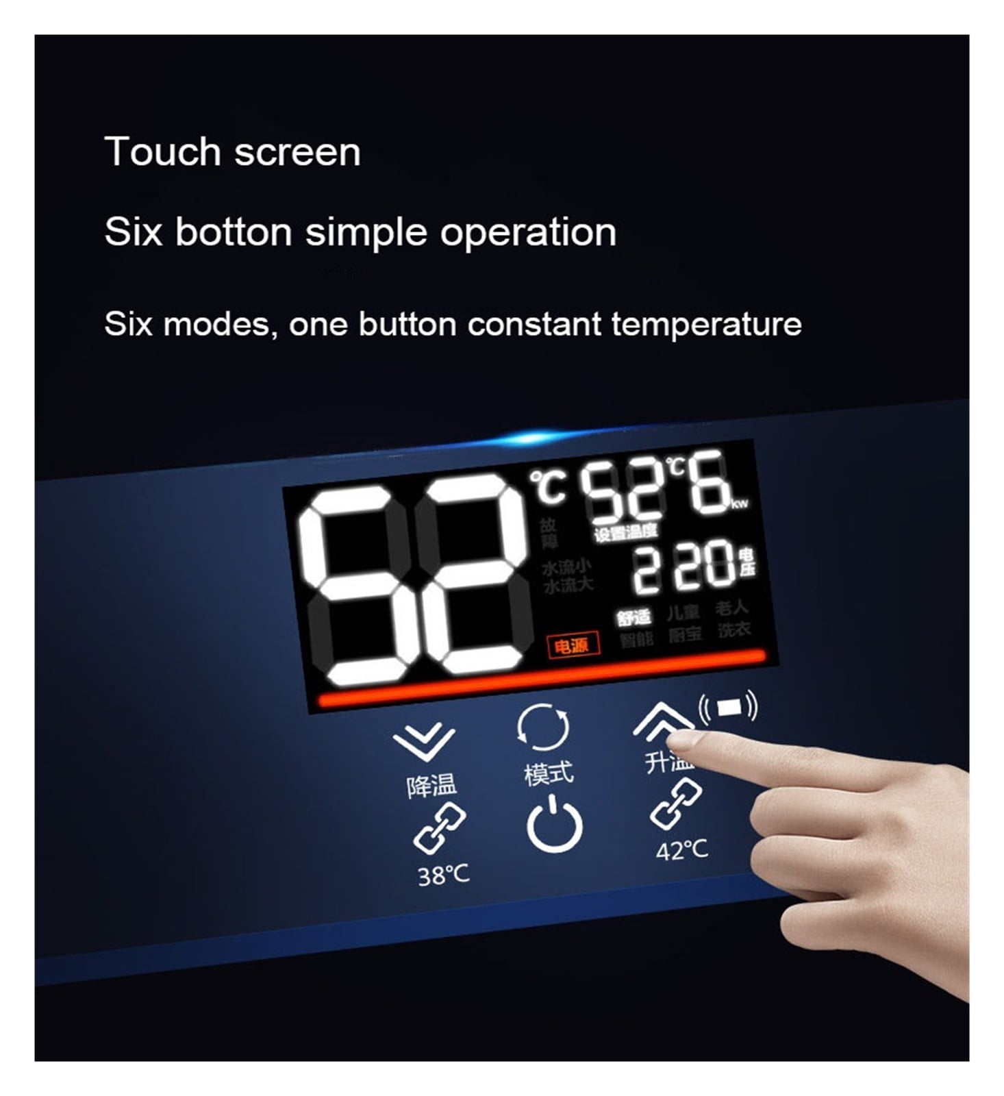 6000W Electric Instant Tankless Water Heater Bathroom Thermostat Induction Heater Smart Touch Electric Heaters Shower ,Safety Protections