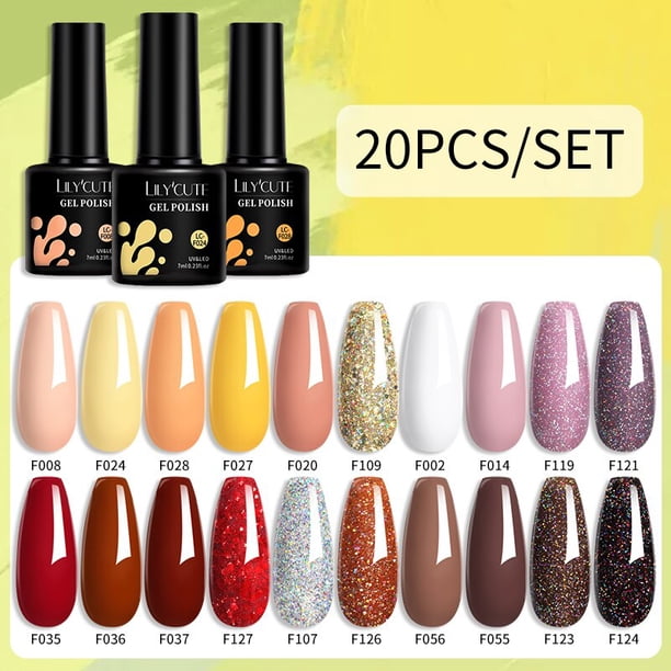 LILYCUTE Juego de manicura 36W Lámpara UV Juego de uñas 10 colores Semipermanente Juego de esmaltes de gel para uñas con capa superior para base Soak Off Lámpara LED UV zhangmengya LED