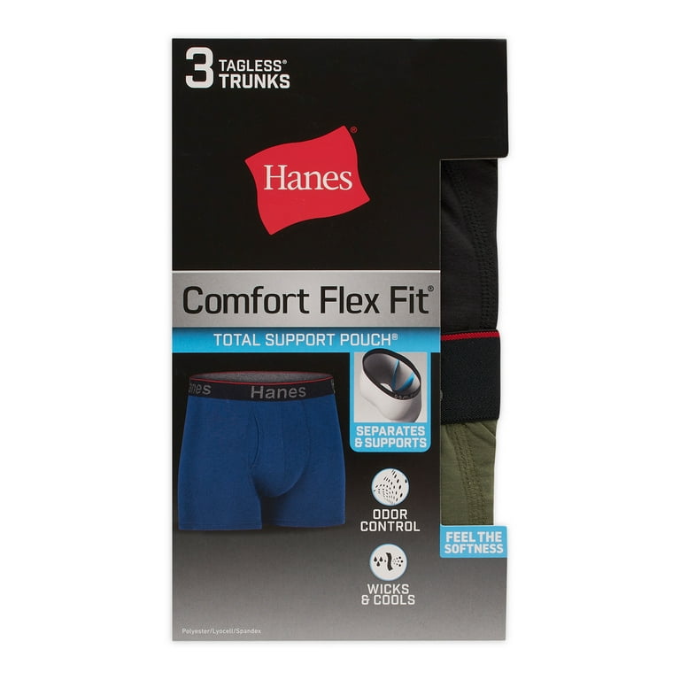 Hanes Total Support Pouch Men's Trunks Pack, Anti-Chafing Underwear,  Moisture-Wicking Underwear, Odor Control, 3-Pack