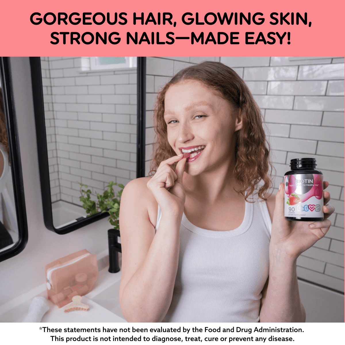 LIVS Biotin Gummies - 10,000 mcg Biotin Supplement - Supports Healthy Hair, Skin & Nails - Strawberry Flavor - Unisex - 180 Count (Pack of 2) with 90 Servings