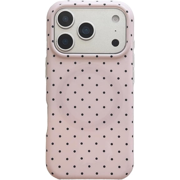 Cute Polka Dot Magnetic Case for iPhone 16 Pro, Compatible with MagSafe, Soft TPU Slim Shockproof Phone Cover for Teen Girls & Women, Pink