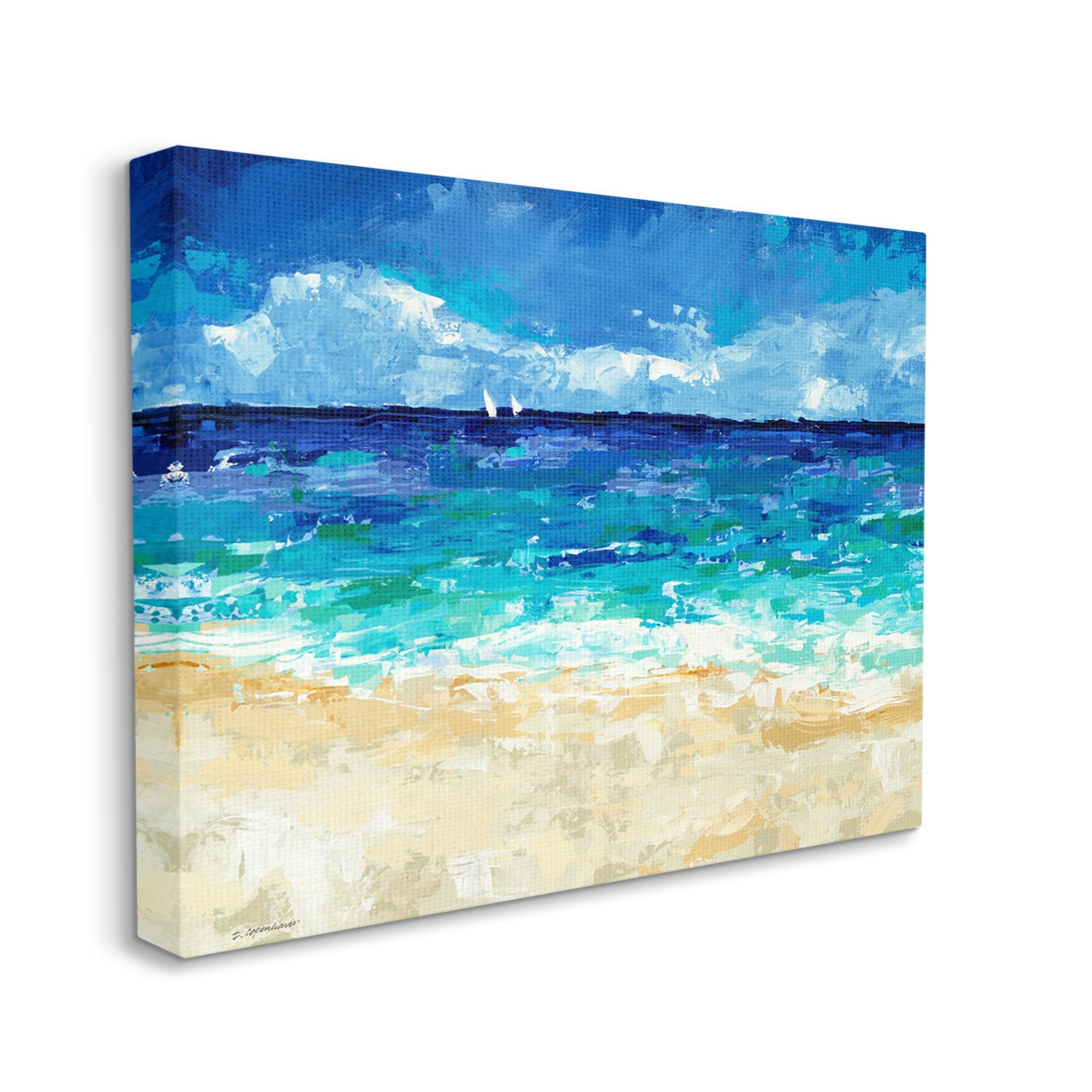 Stupell Industries Modern Beach Scene Abstract Shore Coastal Painting Gallery Wrapped Canvas Print Wall Art