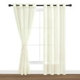 thumbnail image 3 of Hiasan Ivory Sheer Curtains with Tiebacks-Light Filtering Contemporary Window Drapes for Living Room, Bedroom, Grommet, 52" x 84", Set of 2, 3 of 10