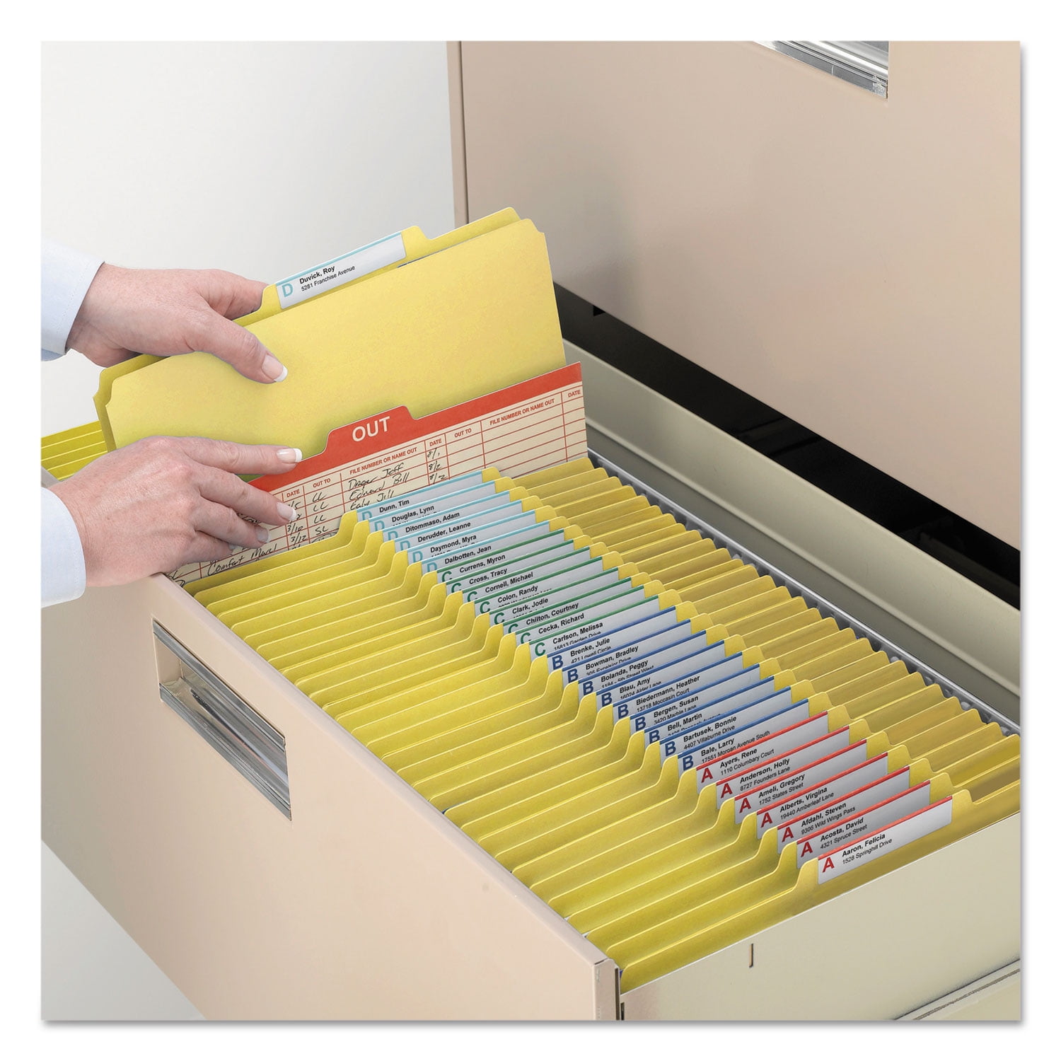 Smead 14939 Colored Pressboard Fastener Folders, Letter, 1/3 Cut, Yellow, 25/Box