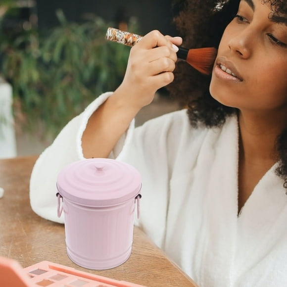 FOMIYES Cubeta Metálica Rosa Con Resistente Para Escritorio Y Espacios Pequeños