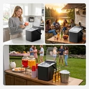 SIMZLIFE Portable Countertop Ice Maker Machine, 26 lbs Ice Per Day, 9 Bullet Ice Cubes Ready in 6 Minutes, Small & Large Ice Sizes, Self-Cleaning, 1.1L Water Tank, Ice Scoop & Basket, Black
