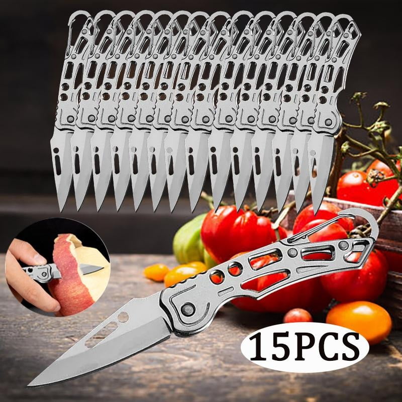 15PCS Multi-function Pocket Fruit Cutting Knife Stainless Steel Folding Knife Boning Butcher Knife Meat Cleaver Utility Knife Camping Knife Small Knife For Outdoor BBQ