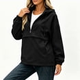 thumbnail image 5 of IUYRTFE Women's Half Zip Waterproof Jacket with Detachable Hood Long Sleeve Outdoor Windbreaker, 5 of 7
