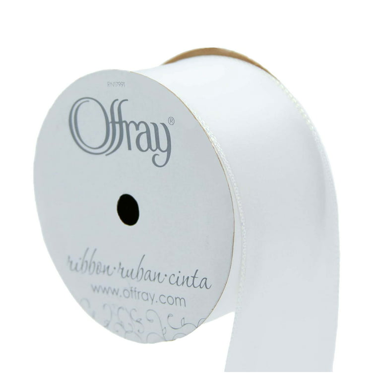  Offray 1.5 Wide Double Face Satin Ribbon White50Yds