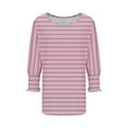 thumbnail image 5 of CLOISE Womens Shirts Fall Cute Striped Tees Crewneck 3/4 Sleeve Tops Oversized Colorblock Basic Shirts Flowy Clothes Pink 2XL, 5 of 6
