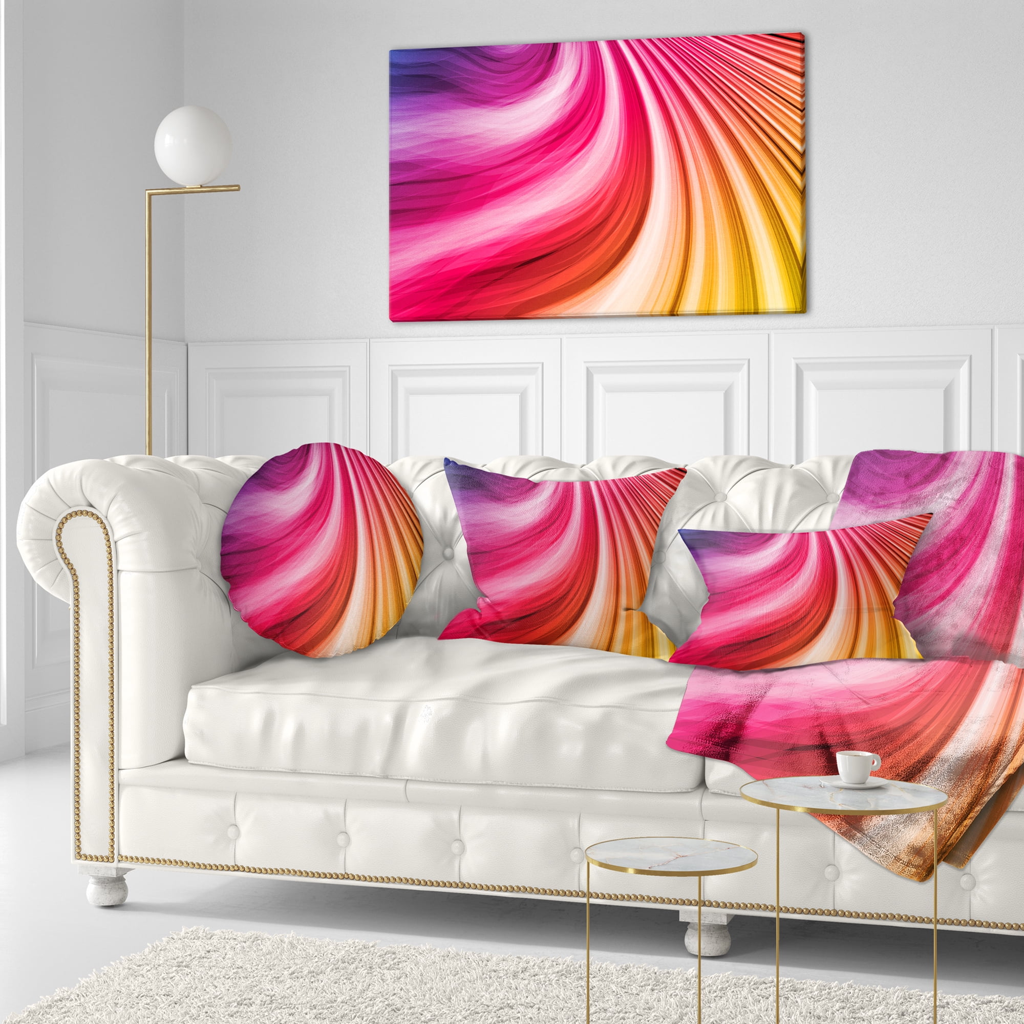 Designart Abstract Colorful Waves - Contemporary Throw Pillow - 12x20